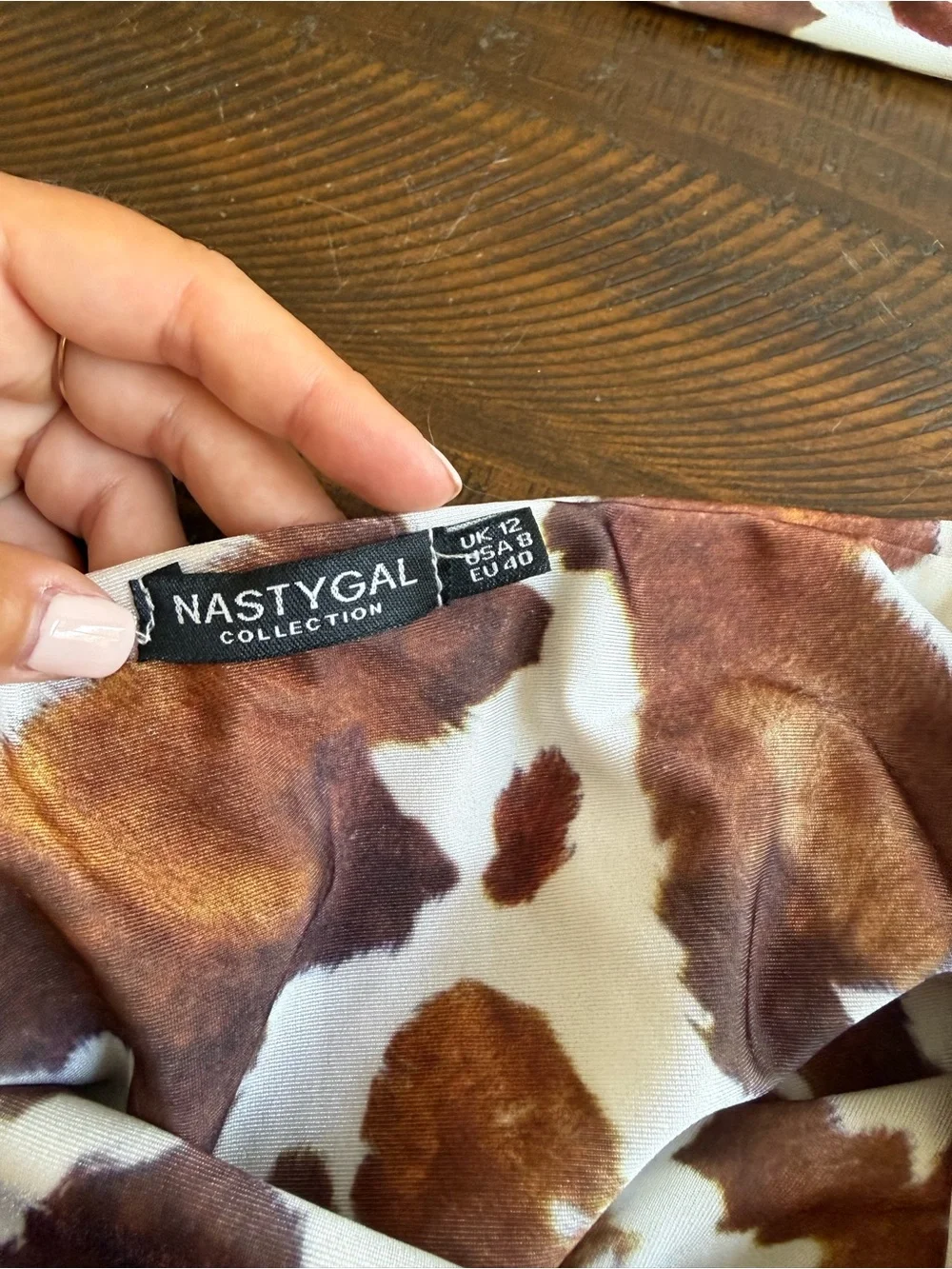 Nasty Gal Brown & Cream Cow Print Bikini